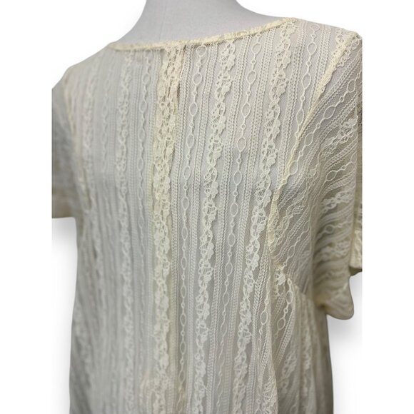 Free People Womens Lace Blouse M Ivory Nylon Blend - Picture 4 of 9